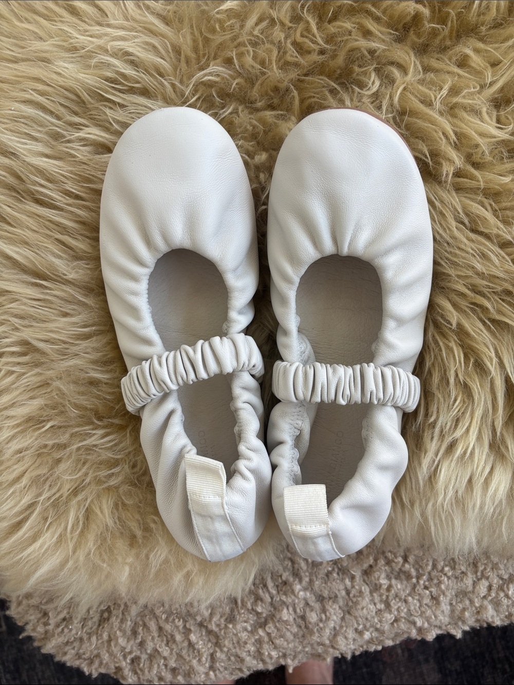 Tony Bianco White Leathet Elastic Ballet Flats